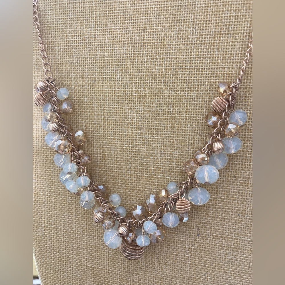 Glass and Metal Beads‎ Dangle Necklace